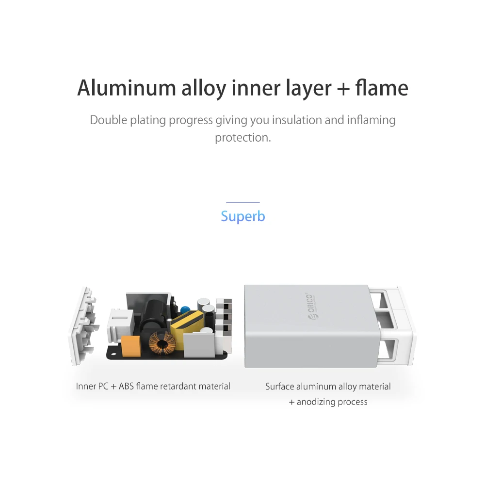 ORICO алюминиевый 4 порта смартфон зарядное устройство 5V6. 0A30W выход для iPhone Tablet Xiaomi Красный htc SONY-серебро