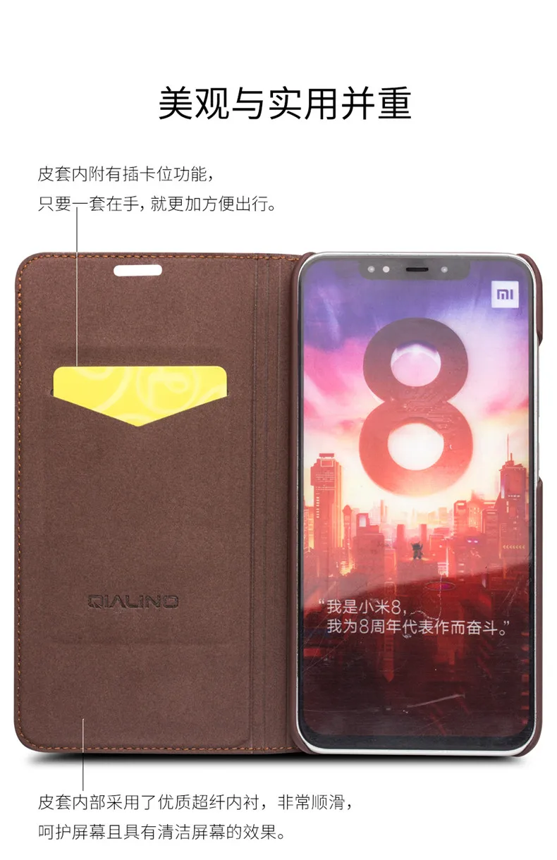 Роскошный Ультратонкий флип-чехол из натуральной кожи для Xiaomi Mi 8 Модный деловой кошелек ручной работы слот для карт чехол для Xiaomi Mi 8