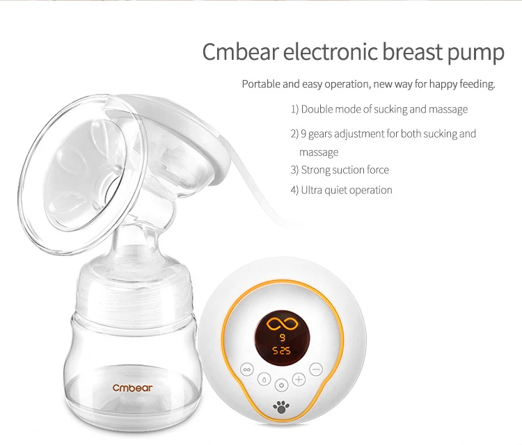 Cmbear lcd Электрический молокоотсос, усовершенствованный мощный молокоотсос для грудного вскармливания, автоматический массажный молокоотсос