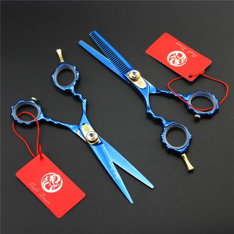 

Purple Dragon 5.5 inch Bamboo Handle Left Hand Scissors Stainless Steel Salon Hairdressing Shears Hairstylist Hair Dresser
