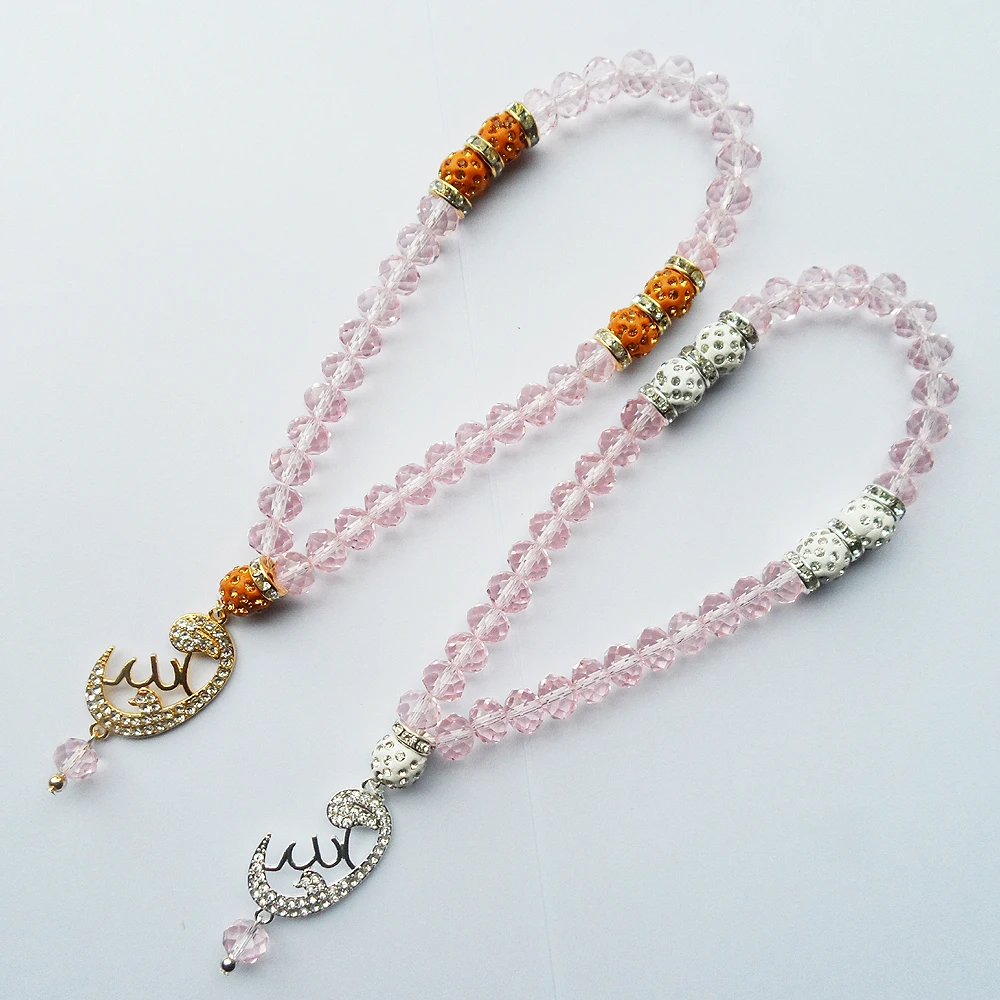 Модные новые 33 шт. розовые хрустальные круглые Исламские мусульманские