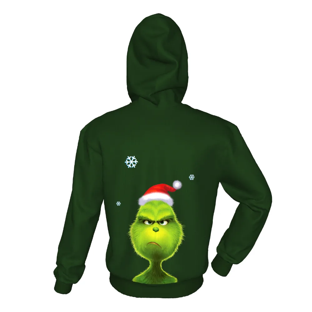 X COSTUME How the Grinch Рождественская Толстовка с капюшоном для взрослых цифровым
