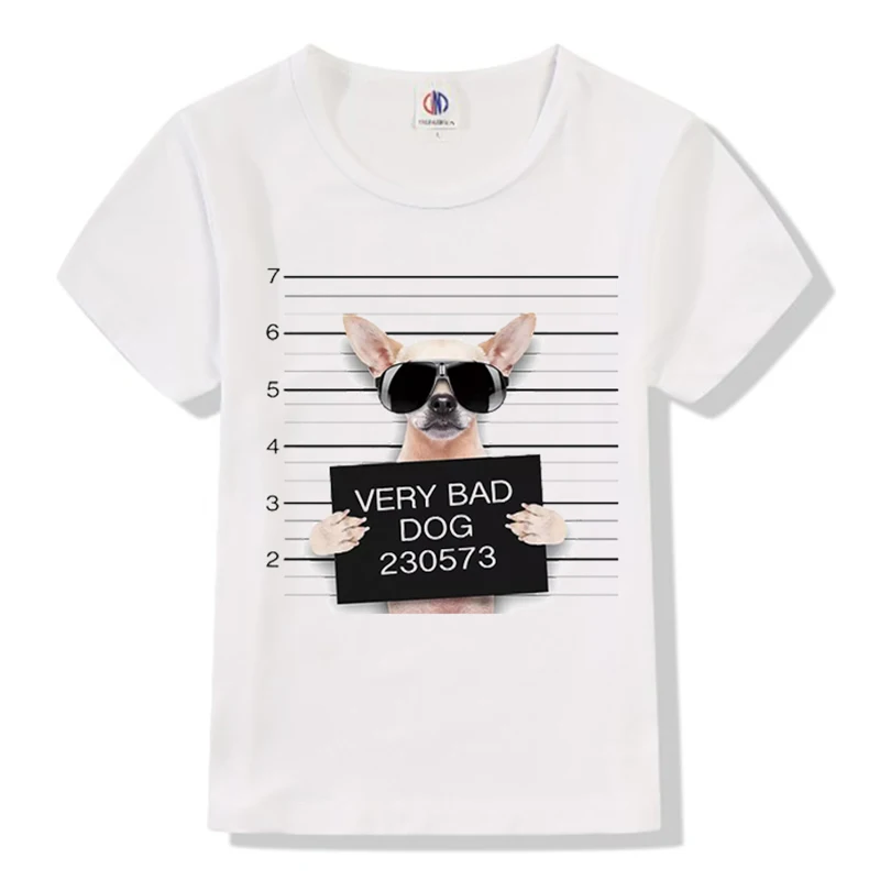 Весенне-осенняя футболка с короткими рукавами и принтом Bad Dog для мальчиков