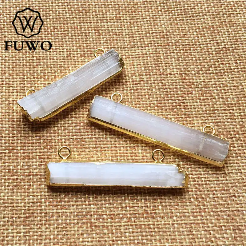 Ожерелье с подвеской fewo из натурального селенита 24 каратная позолоченная