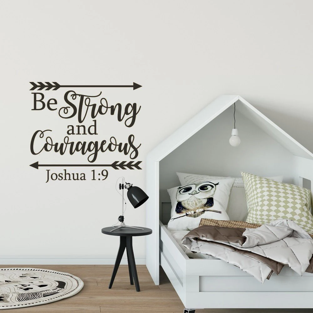 

Religious Inspiring Quotes Wall Decal Be Strong And Courageous Bible Verse Christian Nursery Decor Vinyl Wall Sticker Kids G88