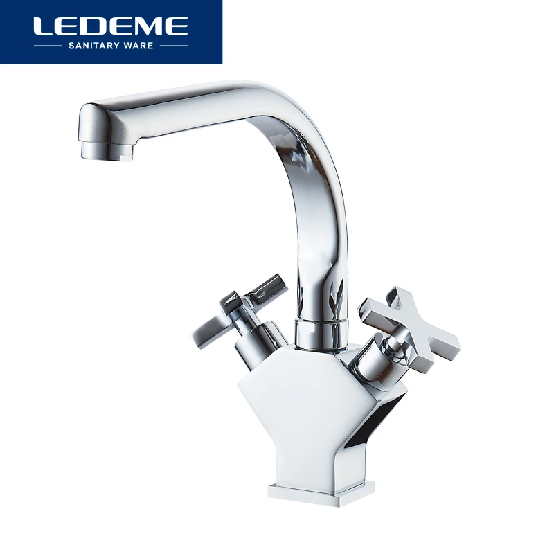 LEDEME Смеситель для кухни с гайкой латунь Цвет: хром L5884-2 | Обустройство дома