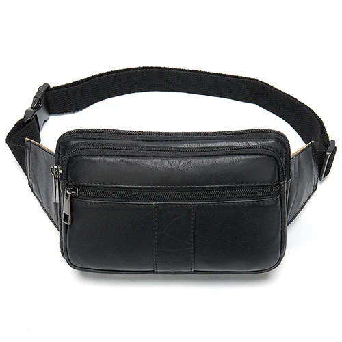 8977A2Black Мужская поясная сумка из коровьей кожи, Повседневная маленькая поясная сумка, Мужская поясная сумка для телефона, кредитных карт, дорожная нагрудная сумка для мужчин, кожаная 8977 - Цвет: 8977A2Black