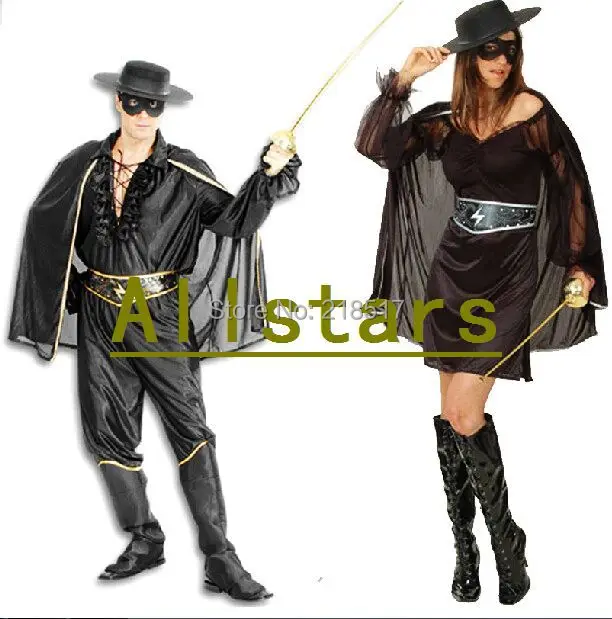 Новые костюмы для вечеринок костюм пар Зорро мужчин и женщин|zorro costume|costume for mencouple