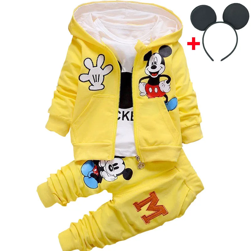Set And Accessories Комплекты одежды для маленьких мальчиков с Микки-Маусом из 3 предметов; брендовая одежда для новорожденных; комбинезоны с длинными рукавами; штаны; детские беговые костюмы - Цвет: Set And Accessories