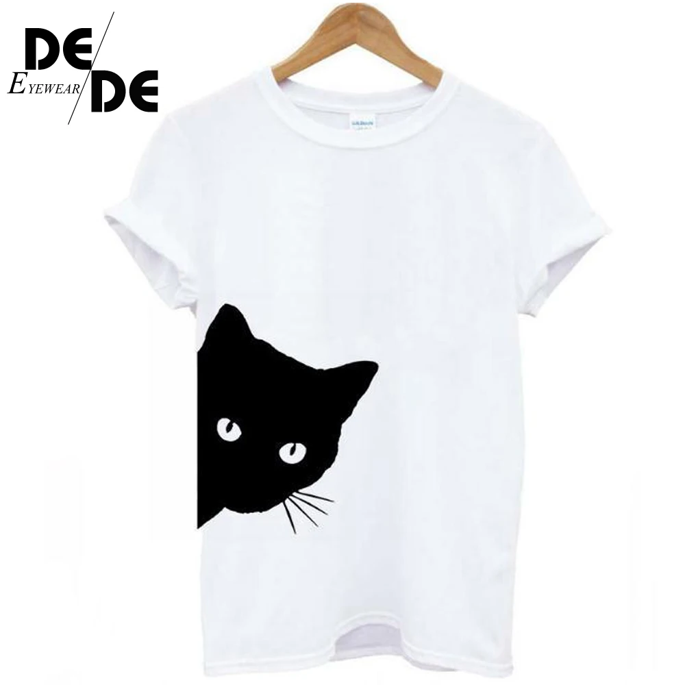 Женская футболка с принтом кошки Повседневная забавная хлопковая для девушек
