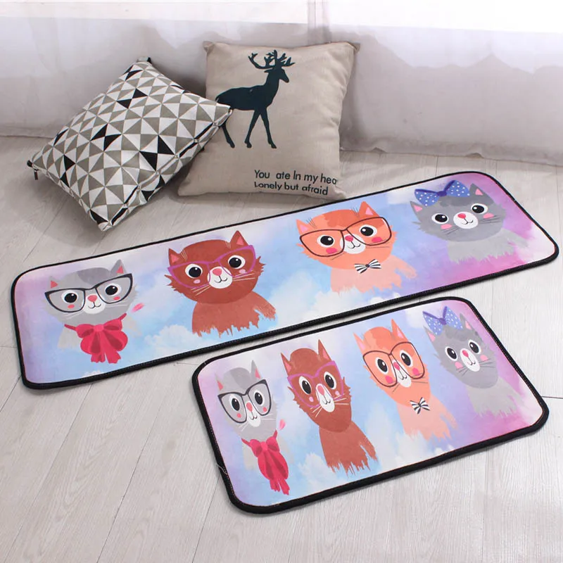 Новинка мягкий коврик для ванной милый домашний с принтом кошки коврики кухни