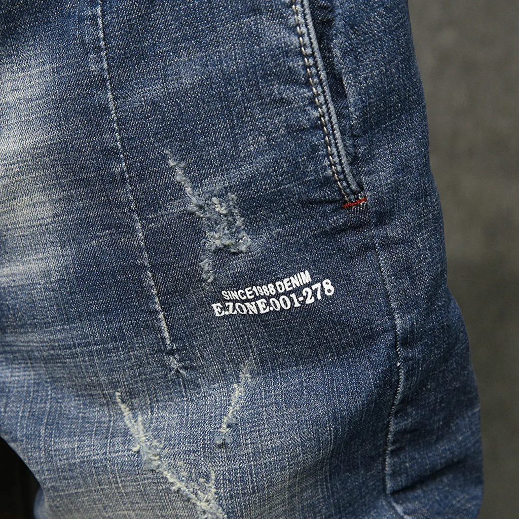 Jaycosin Men's Summer Sports Casual Denim Straight Shorts Fashion Solid Hole Pants Blue Pantalones De Moda Para Hombre New | Мужская