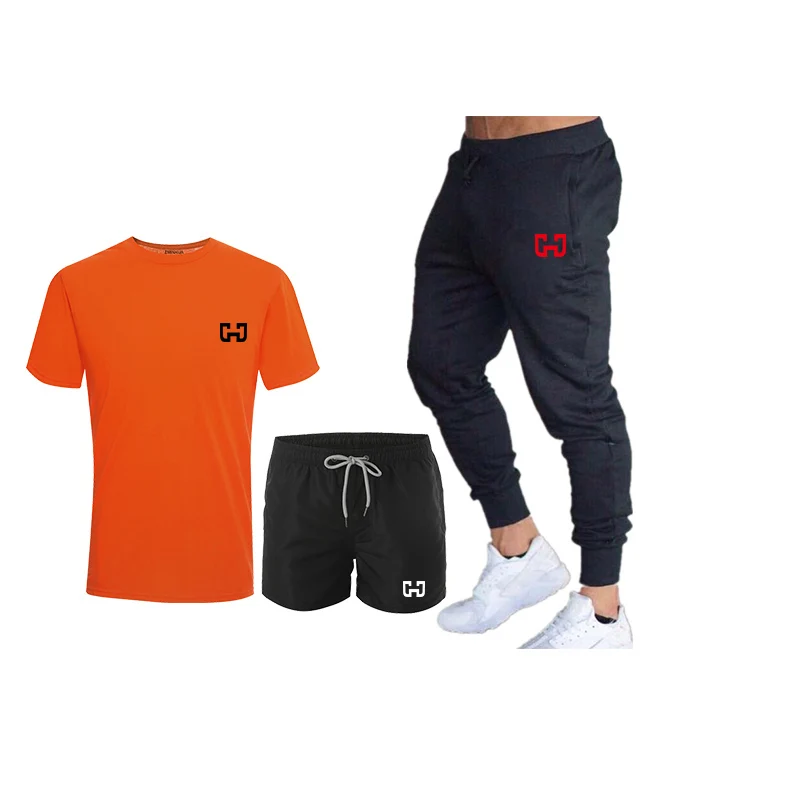 2019 летняя новая мужская футболка спортивный костюм повседневные Костюмы