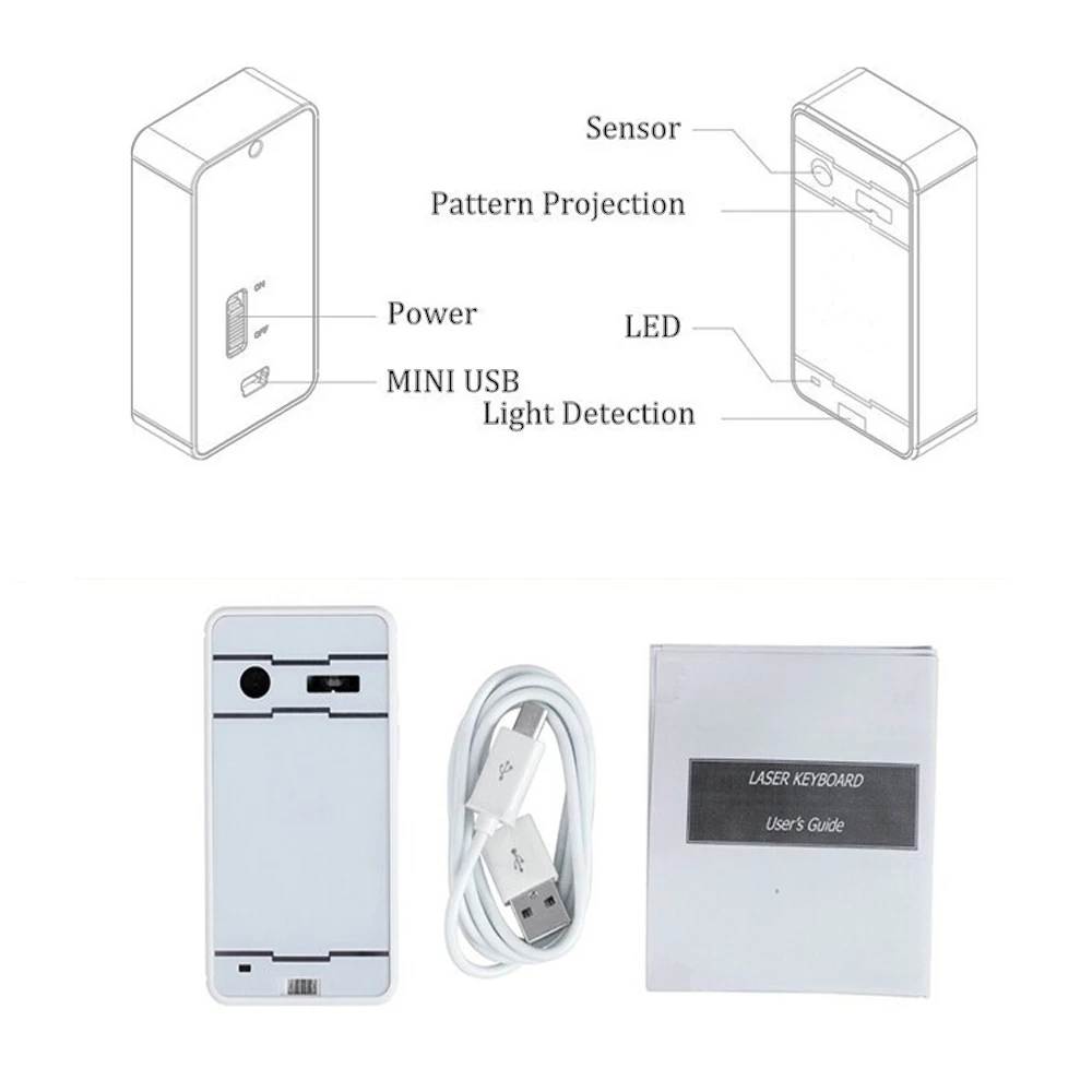 Лазерная клавиатура Bluetooth Беспроводная Виртуальная проекционная портативная