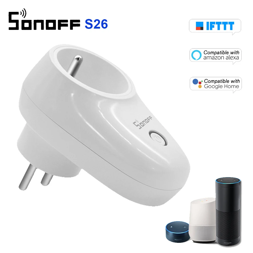 Умная розетка Sonoff S26 S20 2 шт./лот Wi-Fi датчик SONOFF DR DIN-рейка DW1 433 МГц беспроводной