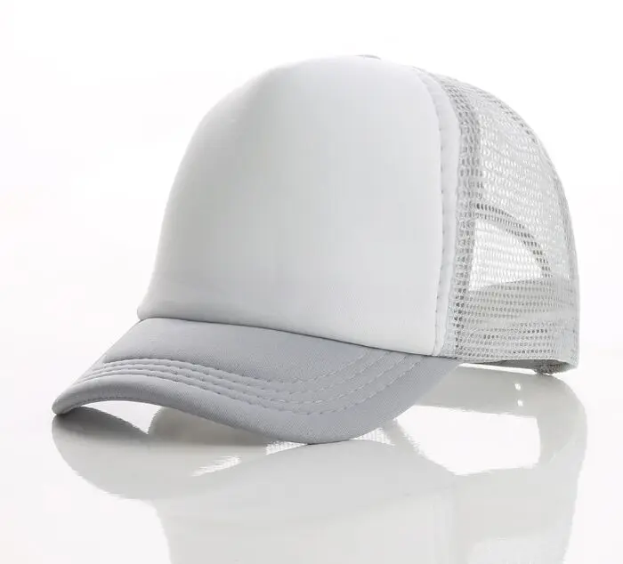 gray and white Детские DIY пользовательские логотип грузовые шапки летние дышащие акриловые бейсболки с логотипом для мальчиков и девочек Snapback шапки - Цвет: gray and white