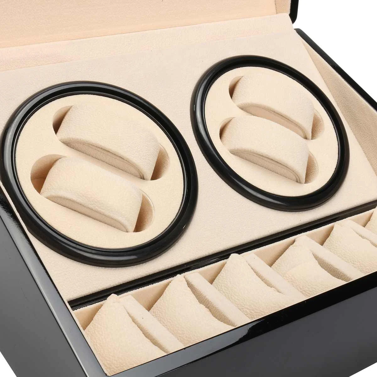 6+ 4 автоматические механические часы Winders черный ящик для хранения из искусственной кожи коллекция часов дисплей ювелирные изделия Winder Box с США Plug