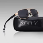 Мужские квадратные солнцезащитные очки AOFLY, дизайнерские поляризационные очки в металлической оправе с дужками TR90, UV400