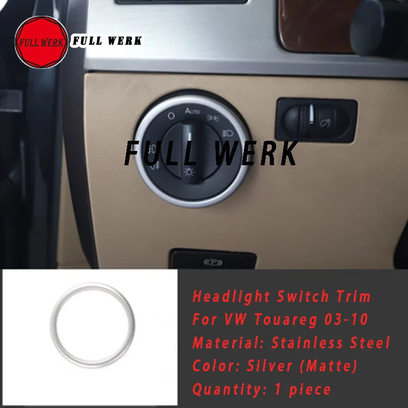 

Stainless Steel Car Styling Accessories Headlight Switch Decoration Trim Ring Sticker Cover Frame for Volkswagen Touareg 03-10