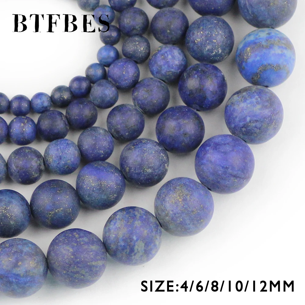Натуральные матовые бусины BTFBES из лазурита шарики руды синего цвета 4 6 8 10 12 мм