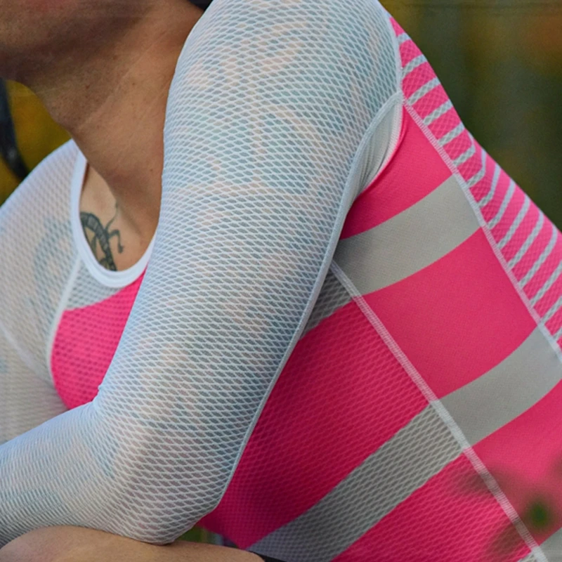 Команда RC Велоспорт baselayer мужские полосатые велосипедные трусы велосипедиста розовый и черный сетка спортивная одежда из полиэстера Капа де база де Малла