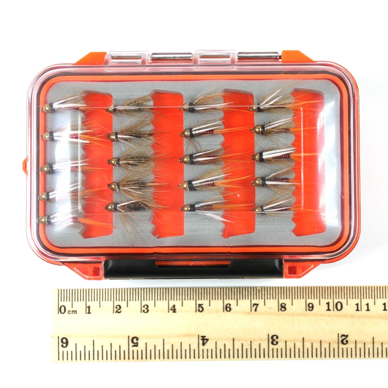 36 шт./кор. красный Медь Джон с карманом Размеры Fly коробка Grayling мухи форель