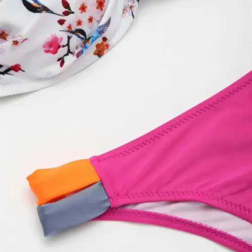 Цветочный купальник Женский бандажный бюстгальтер с вкладышами пуш ап женские