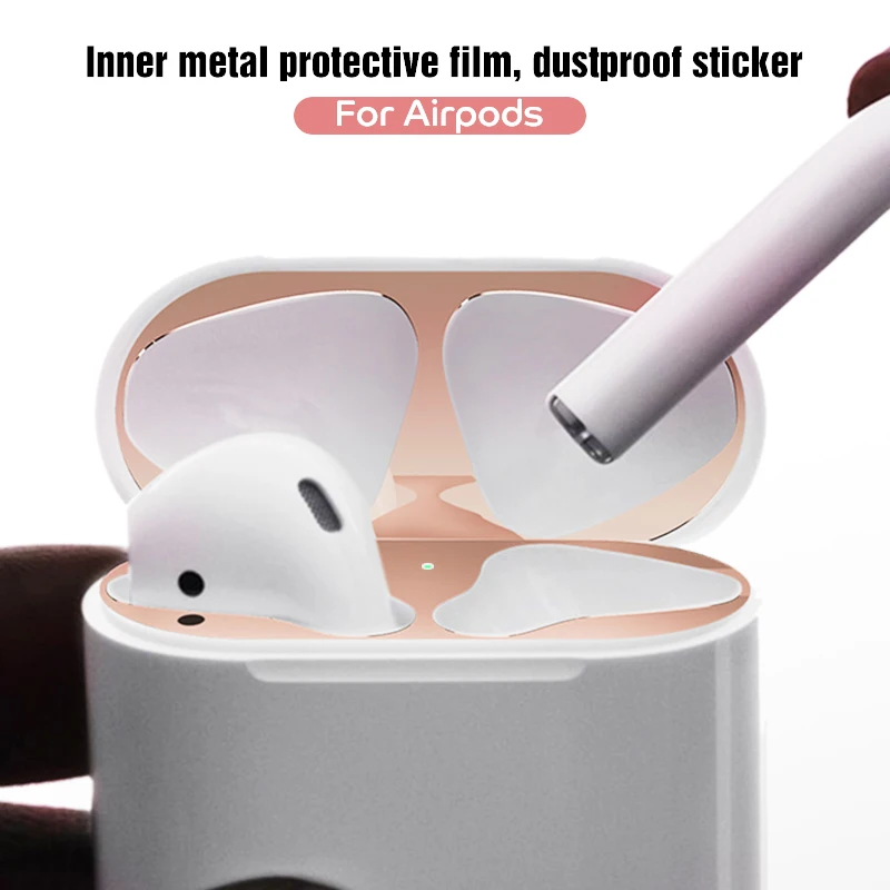 Металлическая защита от пыли защитная наклейка для Apple AirPods чехол аксессуары