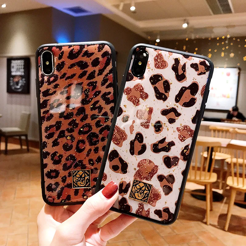 Для iphone 8 чехол для X funda iohone 7 Модный Леопардовый блеск Чехол 6 6s плюс XR XS MAX |