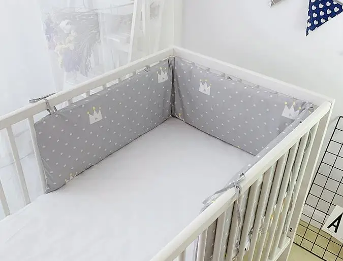 180CM Baby Bed Bumpers Cotton Print U-Shaped Crib Around Cot Protector Cushion Infant Anti-collision Pillow Newborn Room Decor