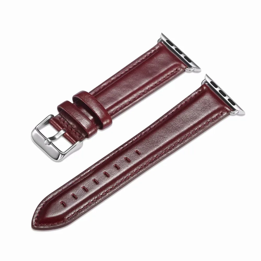 Высококачественный ремешок из натуральной кожи петлевой для iwatch для Apple Watch Band series 4 3 2 1 ремень 42 мм 38 мм 40 мм 44 мм серия 5