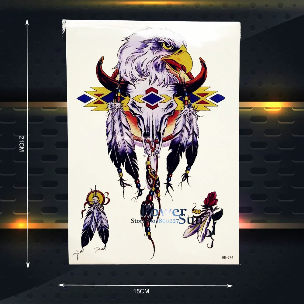 Dreamcatcher Goat head Designs водостойкая вспышка временная татуировка хна перо тату Тотем