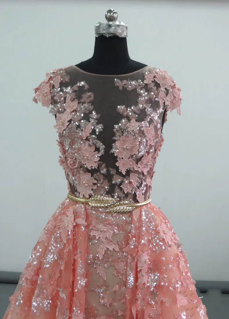 Женское платье с блестками Elie saab розовое кружевное листьями вечернее платье|robe de
