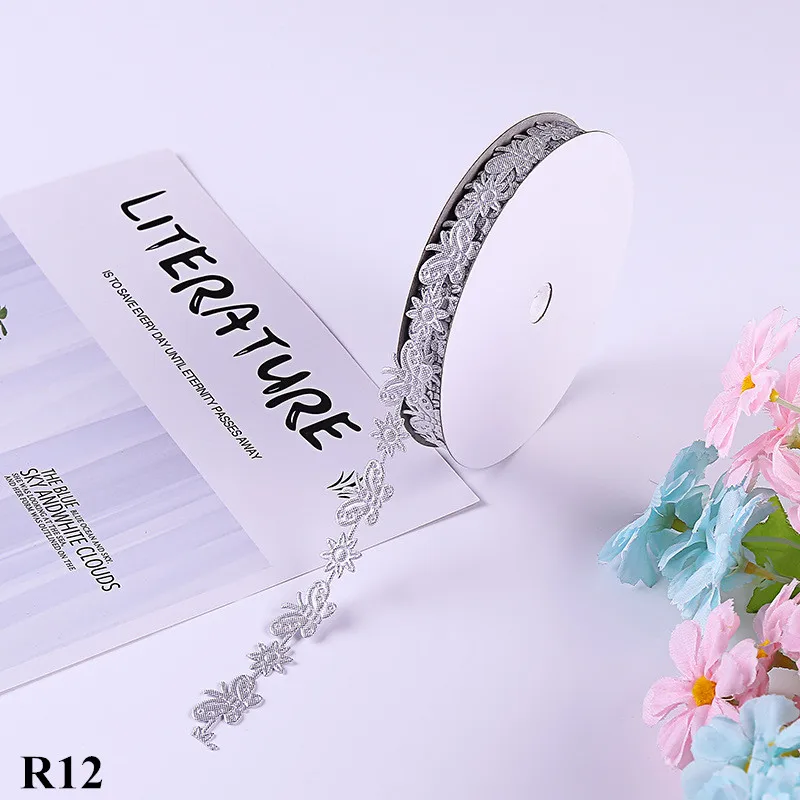 R12 5 ярдов/лот 15 мм кружевная лента бабочки вышитые ткани DIY Свадебные украшения кружева отделка Швейные аксессуары цветы - Цвет: R12