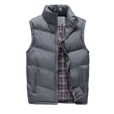 Grey UNIVOS KUNI, новинка, Осень-зима, мужские жилетки, для отдыха, модные, перо, хлопок, теплые, без рукавов, куртки, мужская верхняя одежда, пальто, Q5159 - Цвет: Grey