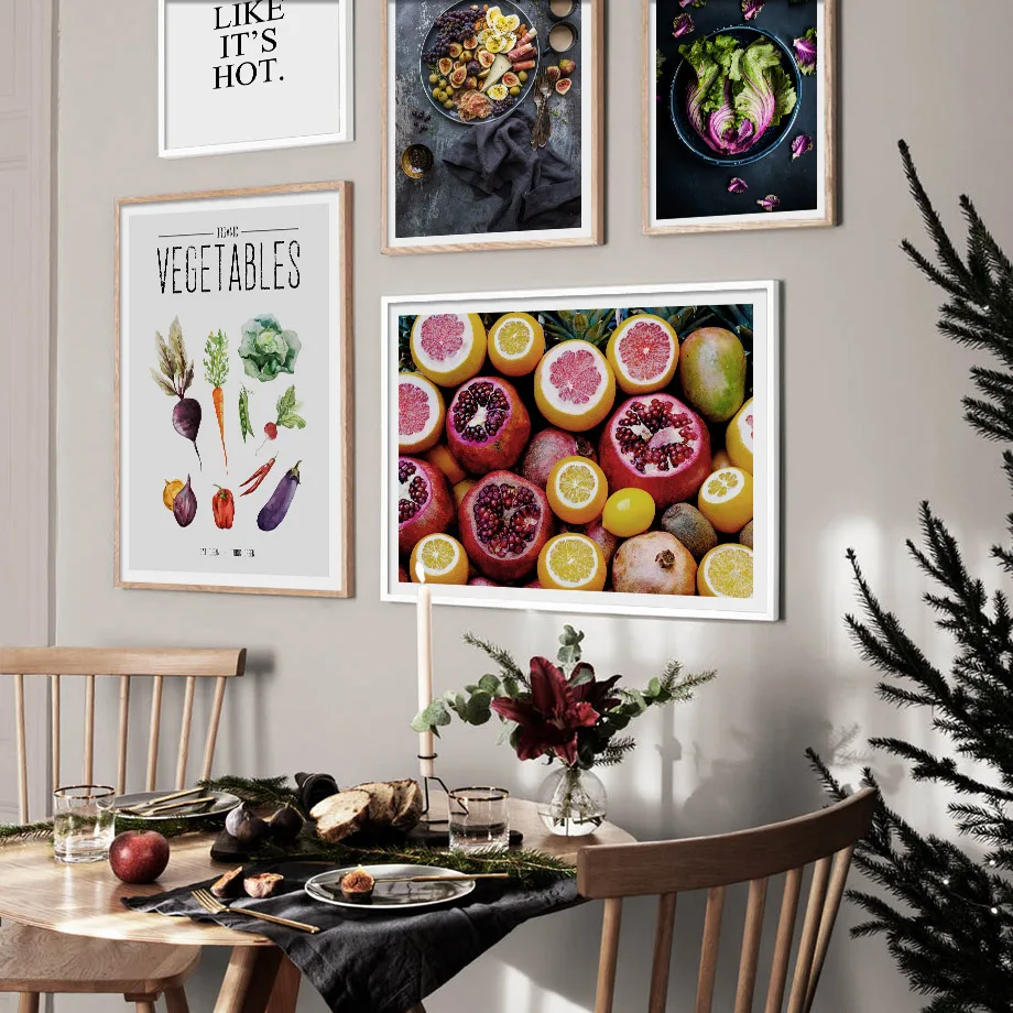 Pomelo Orange Fruit Mustard Vegetables Nordic Posters And Prints Wall Art Canvas Painting Pictures For Living Room Decor | Дом и сад