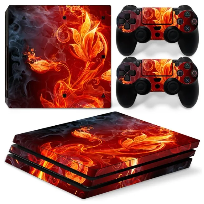 TN-P4Pro-0884 Огонь китайская фабрика всего тела для Playstation 4 Pro крышка игровой консоли и 2 шт. наклейки для контроллера для PS4 Pro переводная картинка - Цвет: TN-P4Pro-0884