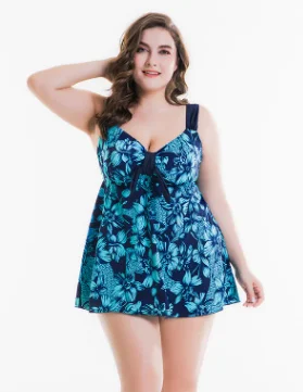 XL-10XL, супер большой танкини размера плюс, купальник, избыточный вес, женское платье для полных женщин, большой купальник, юбка, 6xl, 7xl, 8xl, монокини, стринги, бикини - Цвет: Dark Green