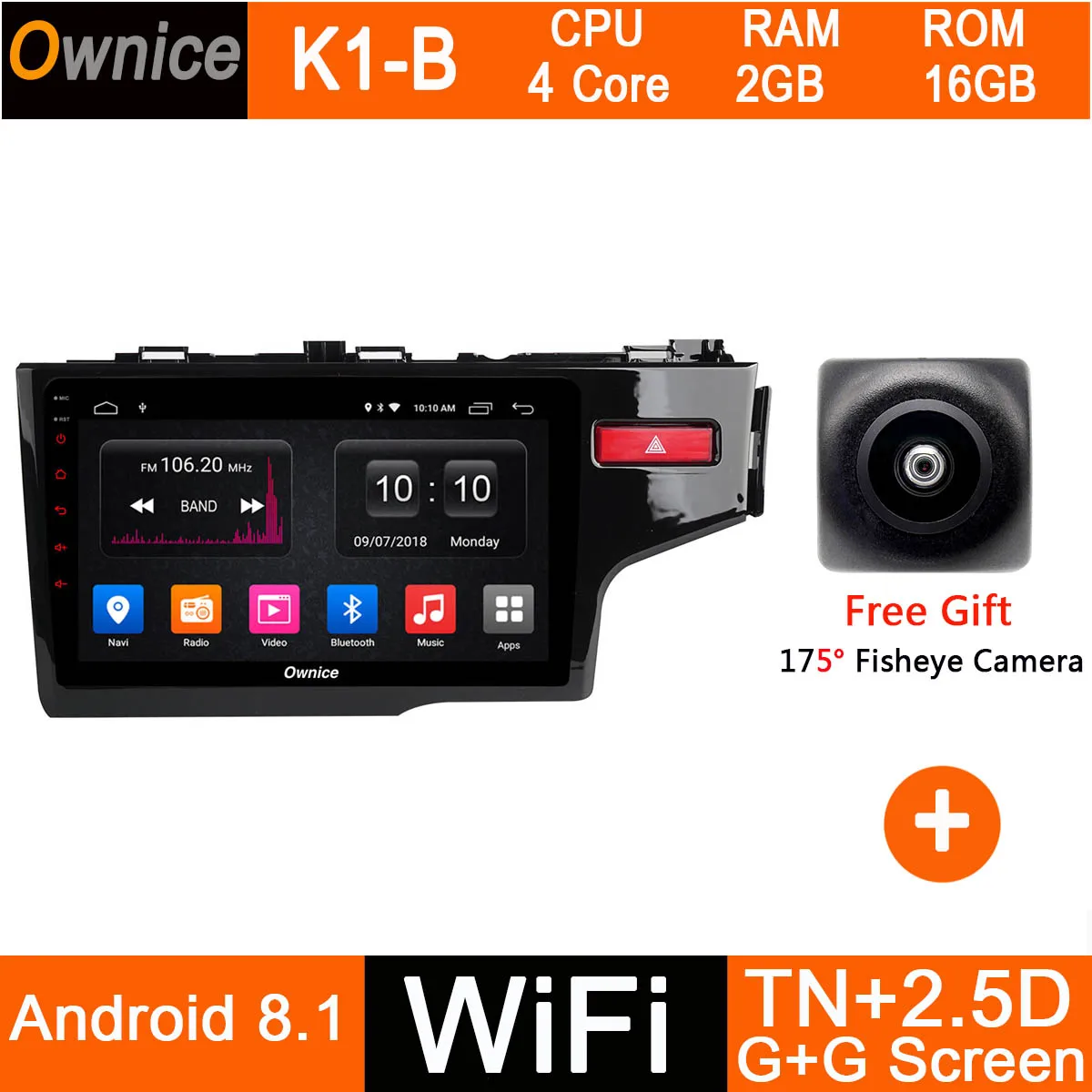 K1-B Ips+ 2.5D Android автомобильный DVD gps Navi Радио для Honda Fit Jazz(правая рука) Мультимедиа CarPlay DSP ADAS - Цвет: K1-B