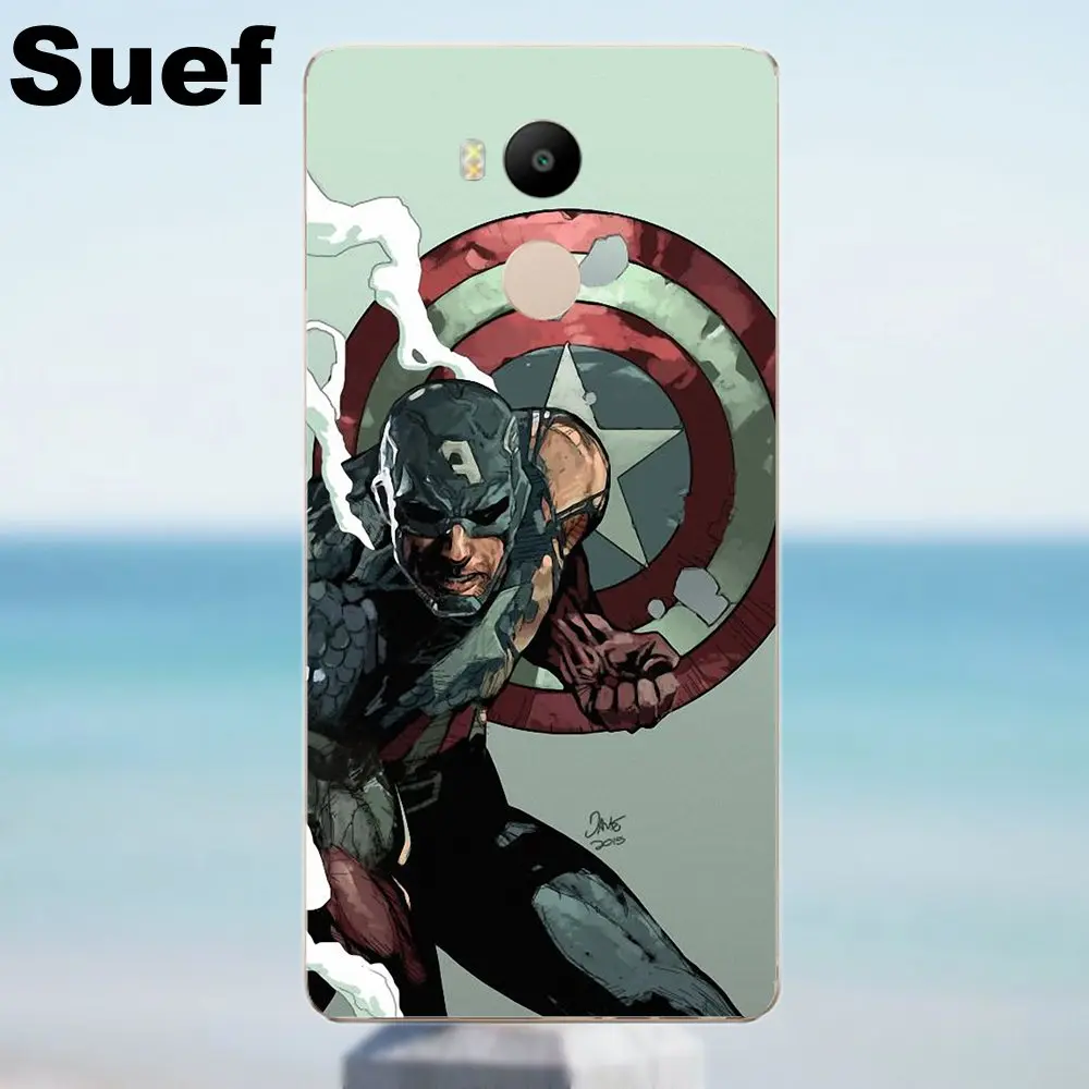 Suef мягкий оригинальный Капитан Америка Звездный щит Marvel для Xiaomi Redmi 4 3 3S Pro Mi3 Mi4 Mi4i