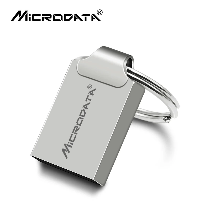 Мини-металлическая ручка с кольцом для ключей, металлический USB флеш-накопитель, 128 ГБ, 64 ГБ, 32 ГБ, 16 ГБ, 8 ГБ, микро-карта памяти, u-диск - Цвет: Серебристый