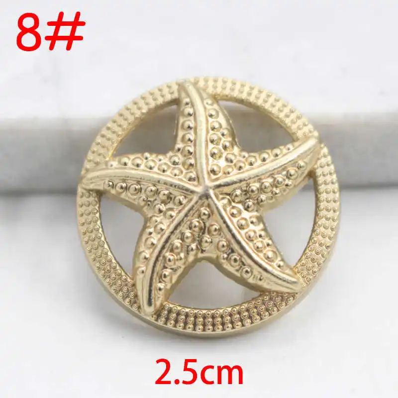 No8-2 2.5cm star 10 шт. Золотая и Серебряная Сова диаметр 18-38 мм золотистые металлические пуговицы, аксессуары для одежды, рубашки, брендовые пуговицы для пальто P57 - Цвет: No8-2 2.5cm star