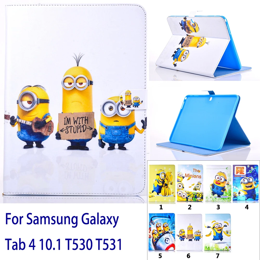 Чехол для Samsung Galaxy Tab 4 10 1 T530 T531 прекрасный мультфильм 7 видов Миньоны модели