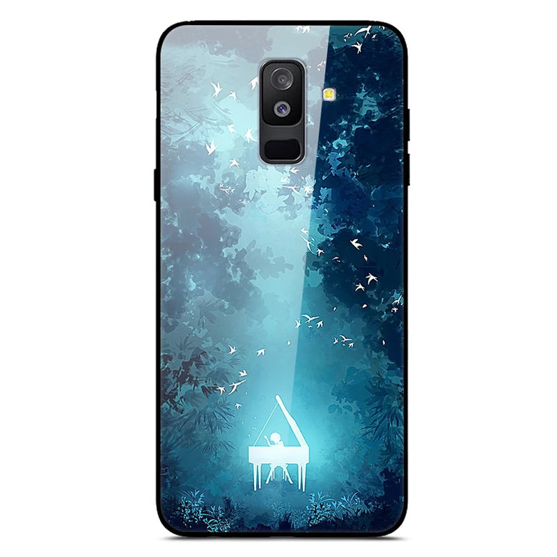 Для samsung Galaxy A6 Plus чехол из закаленного стекла с изображением планеты Космос чехол-накладка для samsung A6 Plus A605F+ жесткий чехол из поликарбоната
