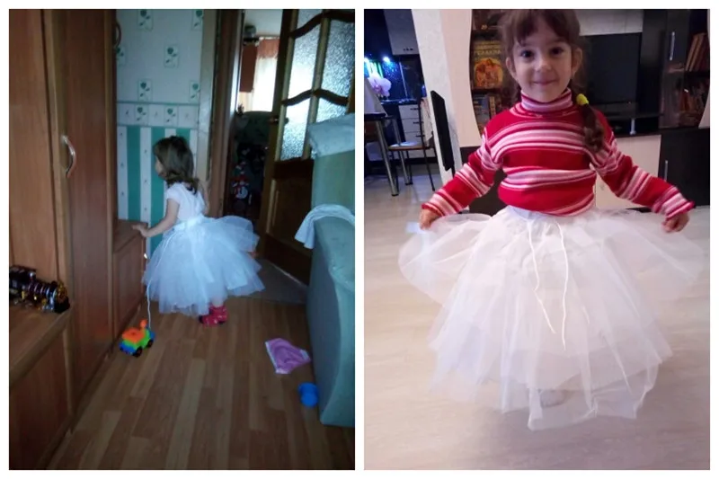 Короткая детская мини юбка пачка с оборками 3 слоя|Нижние юбки| |