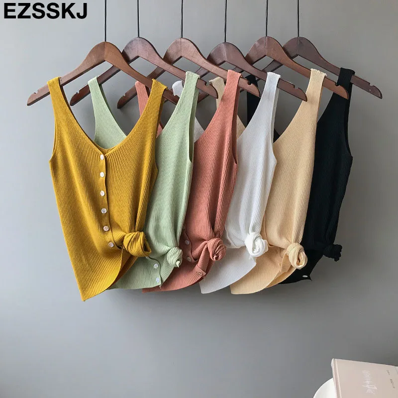 Топ свободного покроя в Корейском стиле Трикотажная майка Харадзюку эластичный