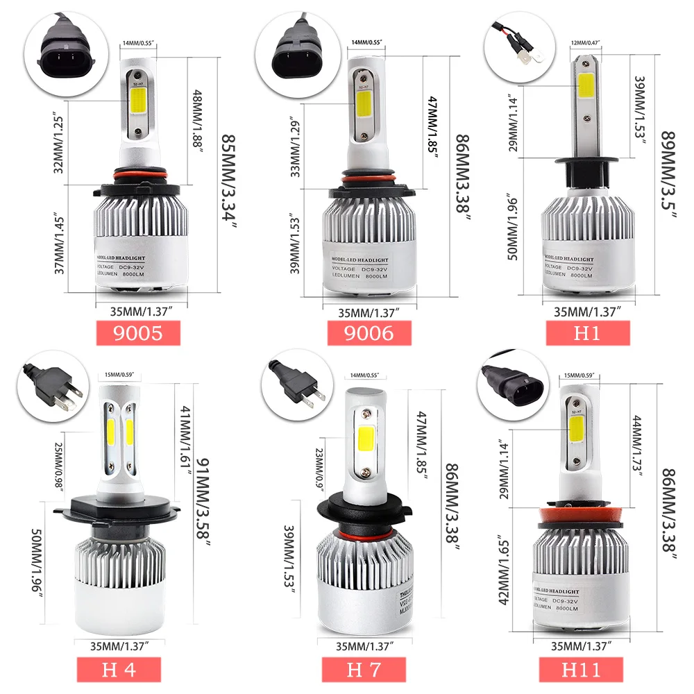 Taitian 2 шт. 72W фары для 8000LM COB 6500K 12V H7 Led H4 Авто H1 супер светодиодные H11 H3