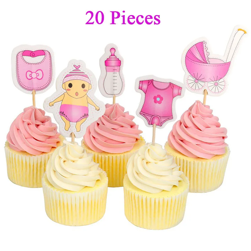 20pcs girl topper Lincaier/10 шт.; детская одежда для мальчиков и девочек; топперы для кексов; украшения для дня рождения; Детские сувениры; принадлежности для детского душа - Цвет: 20pcs girl topper