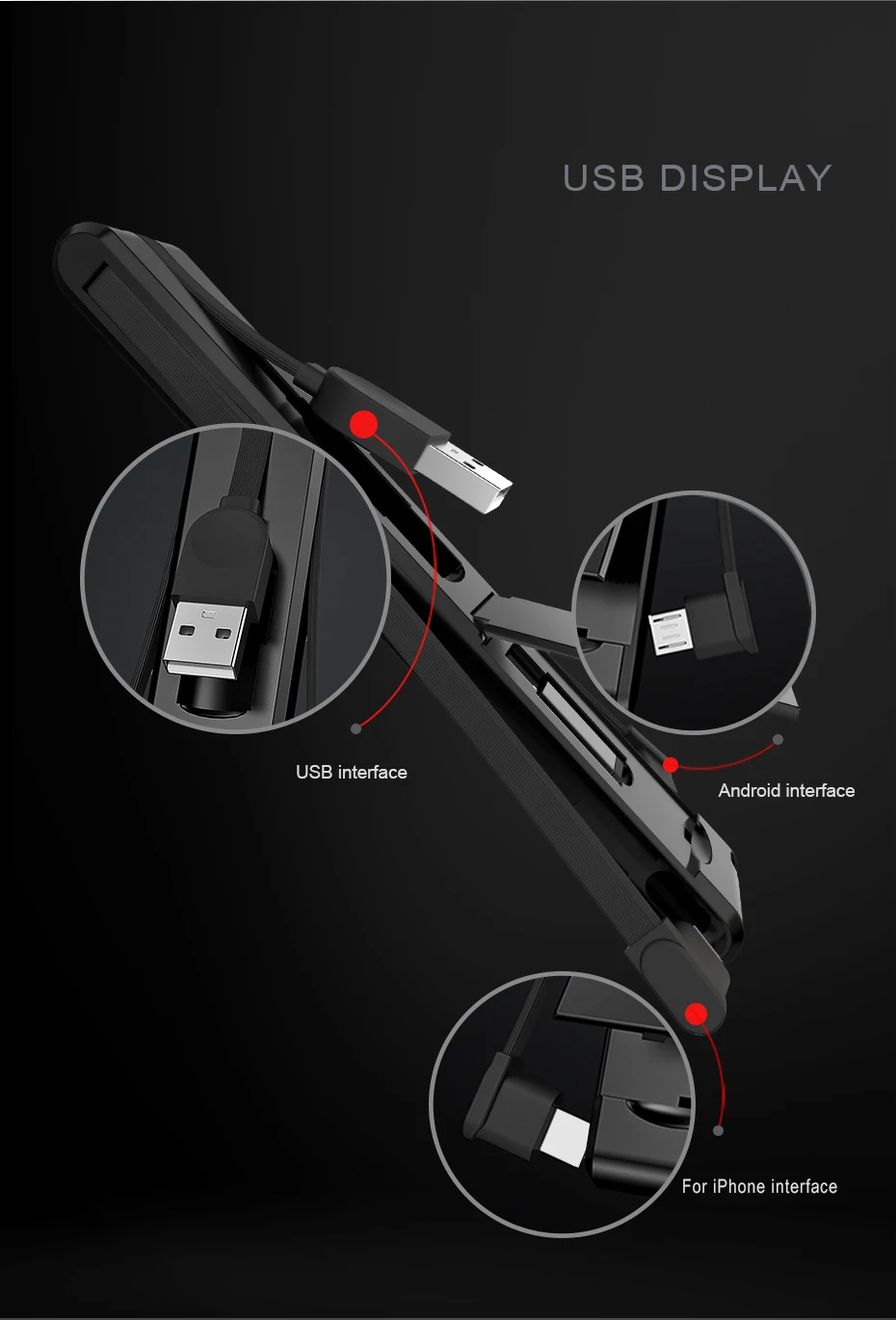 Oatsbasf 3 в 1 Micro usb type C 8 Pin USB кабель для iPhone X 8 7 6 Креативный дизайн скрытый USB кабель для Xiaomi huawei