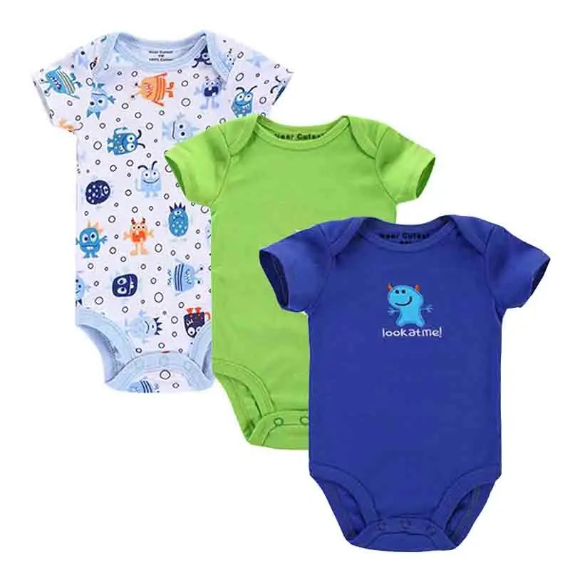 Почти симпатичный 3 шт./лот 100% Хлопок детские ползунки комбинезон для малышей